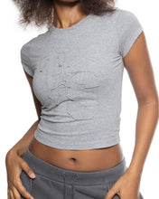 Load image into Gallery viewer, Women’s TS-Star Applique Baby Tee - Grey