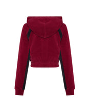 Load image into Gallery viewer, Women’s TS- Star Contrast Panel Velour Hoodie - Burgundy