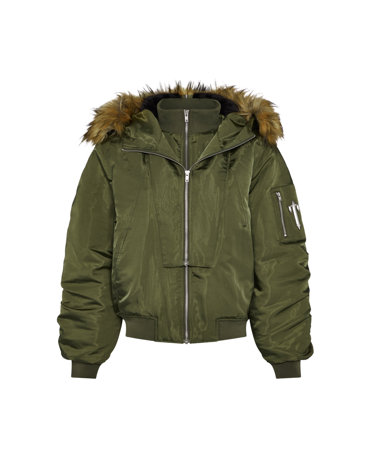 Women’s Script Fur Hood Bomber - Khaki