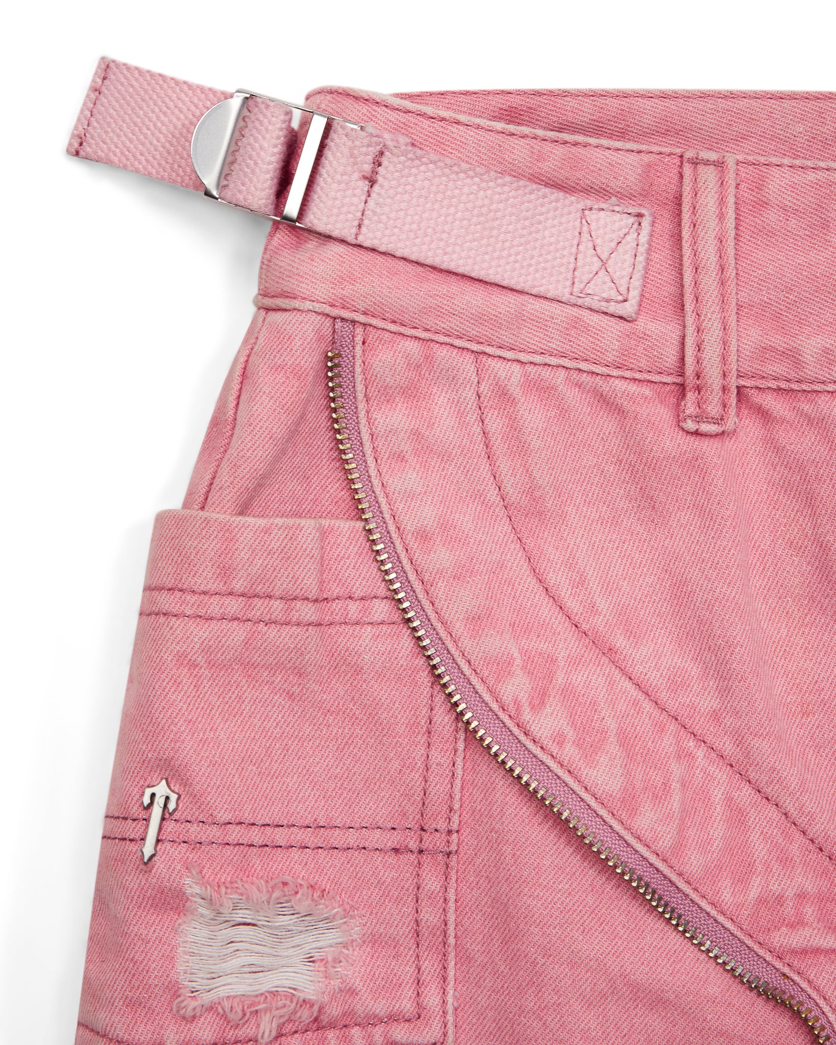 Irongate T Denim Zip Detail Mini Skirt - Pink