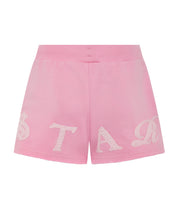 Load image into Gallery viewer, Women&#39;s Script Distressed Applique Shorts - Pink