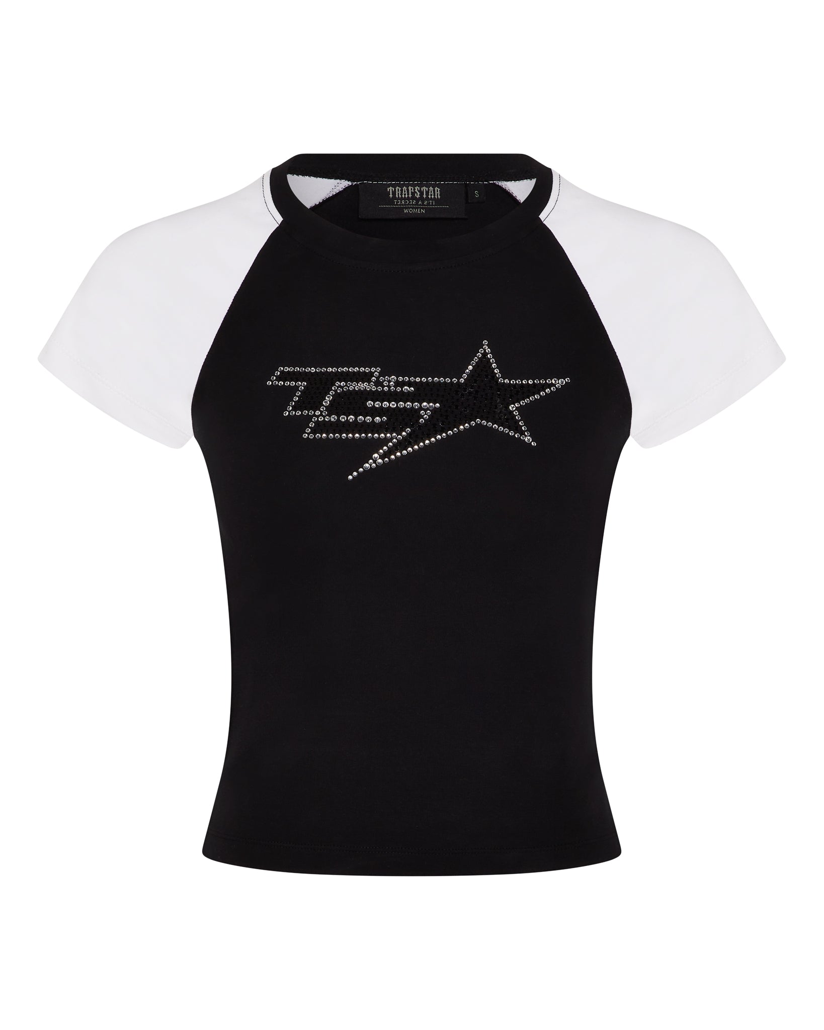 Women's TS Star Raglan Baby Tee - Black/White