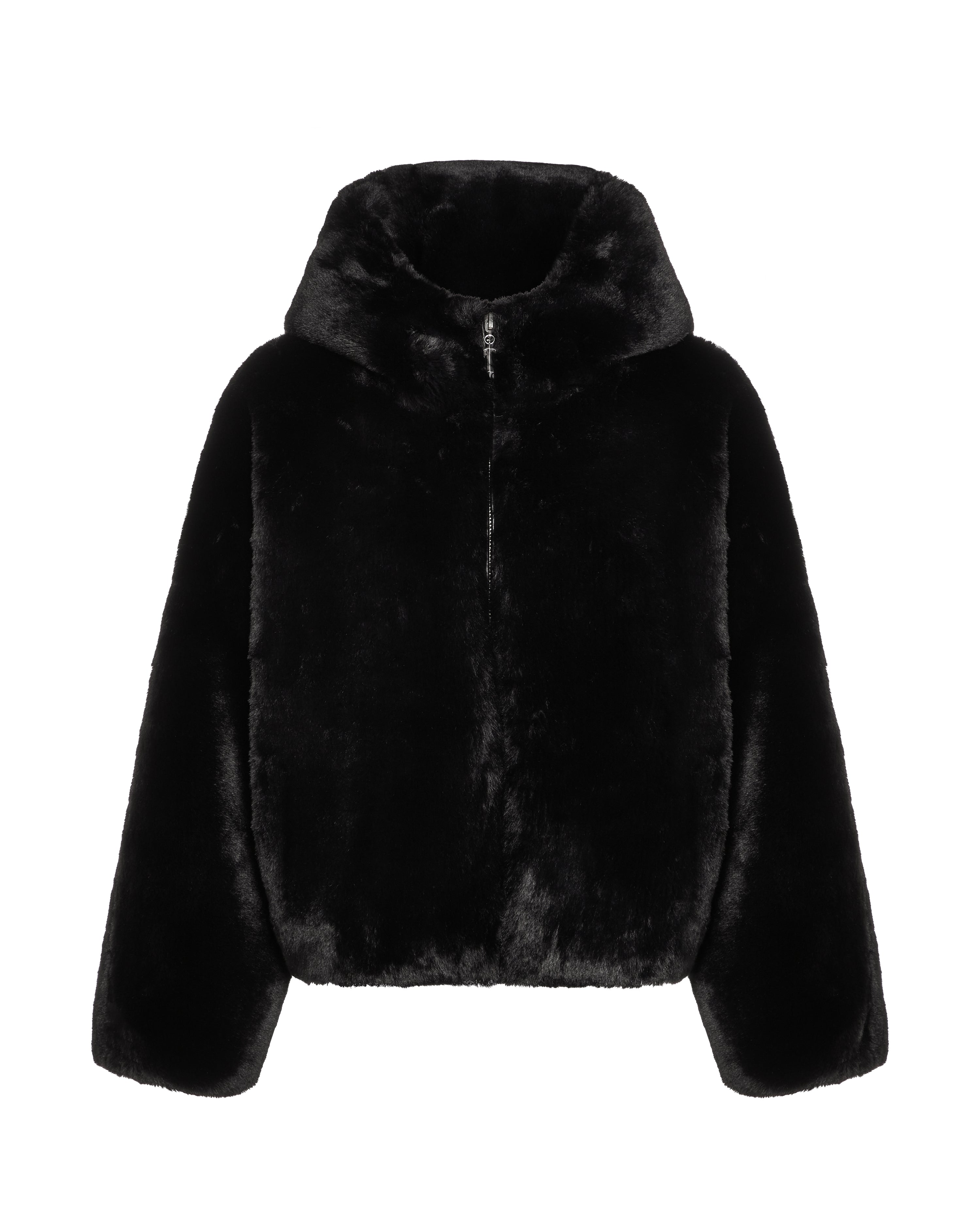 Women’s Irongate T Oversized Fur Coat - Black