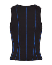Load image into Gallery viewer, Women&#39;s Baby Lock Detail Vest - Black/Blue