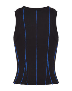 Women's Baby Lock Detail Vest - Black/Blue