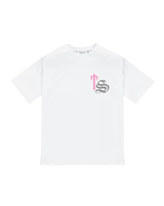 TS Script Tee - White/Pink