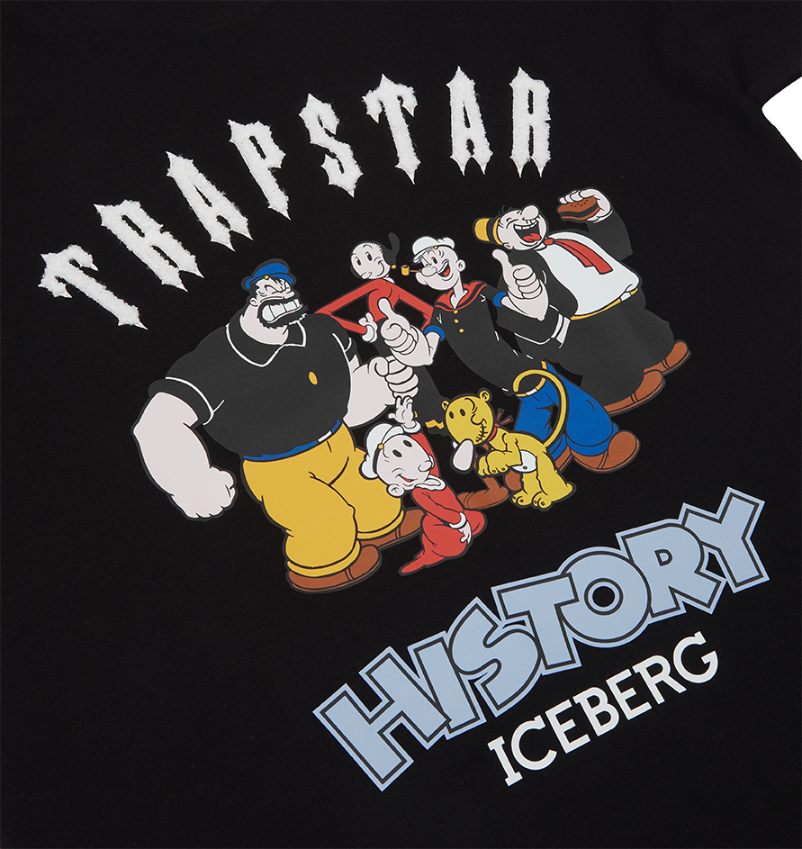 Trapstar x Iceberg Popeye Chenille + Print Oversized T-Shirt - Black