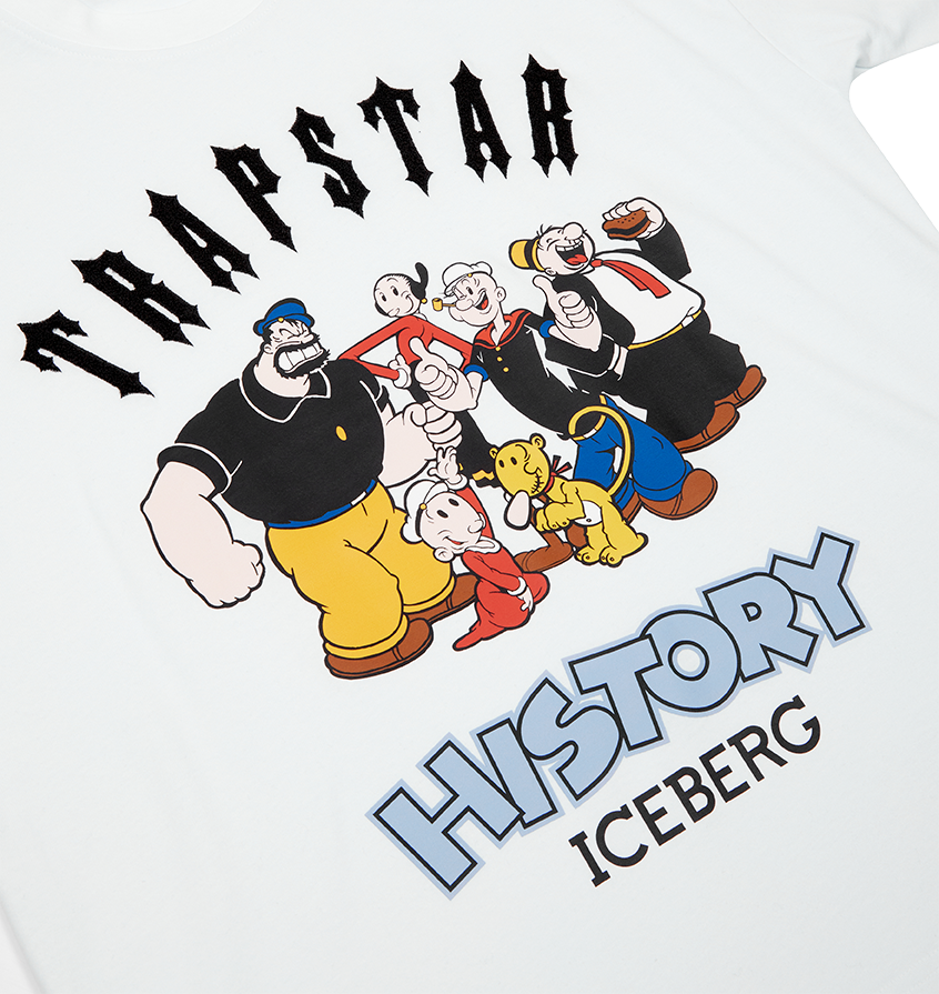 Trapstar x Iceberg Popeye Chenille + Print Oversized T-Shirt - White